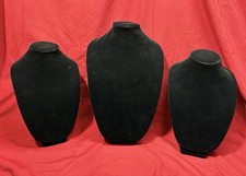 Black Velvet Necklace Jewelry Display Stand Neck Bust Form Lot Of 3