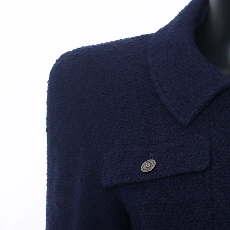 Giacca CHANEL 97A COCO bottoni anni 1997 allestimento tweed blu navy WS10467