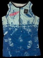 Wattie Ink Womens Triathlon Tri Top Sleeveless 1/4 Zip Nautical Made USA Medium