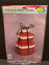 Amity Pub. SET of 3 DIY Stacking Heart Boxes Christmas Floral Craft Kit NEW VTG