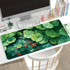 1 large electronic sports game mouse pad, Koi for Lotus leaf hand-painted style