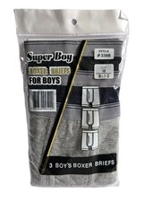 NEW 3-pack Boys BOXER BRIEFS Size MEDIUM 8-10 Assorted Colors Super Boy 3366