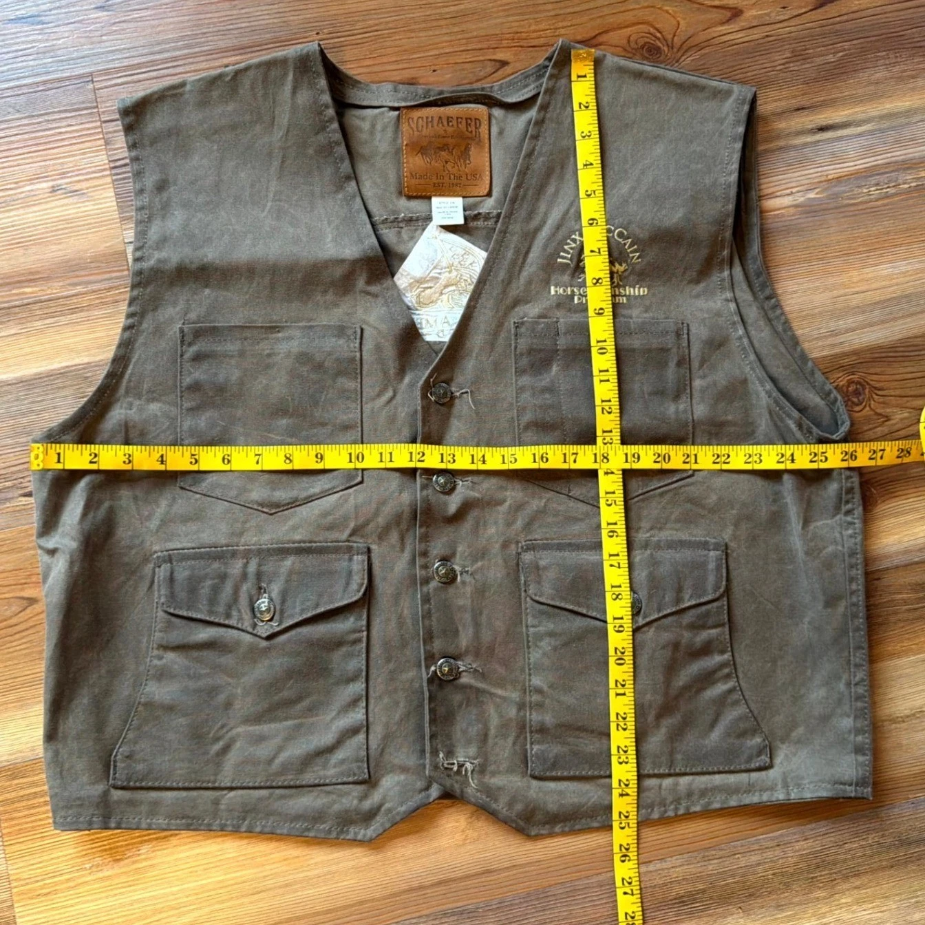 Schaefer Outfitter Wax Canvas Ranch Vest Mens 2XL Brown Jinx McCain Semper Fi - product detail image 6