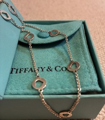 Tiffany & Co. Sterling Silver 925 Open Circle Station Cable Chain Necklace