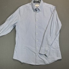 Charles Tyrwhitt Dress Shirt 16 34 Non Iron Fit Blue Geometric Cotton