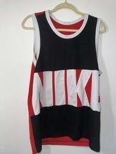 Nike Dri Fit Tank Top Mens Medium Red Black Basketball Training Jersey