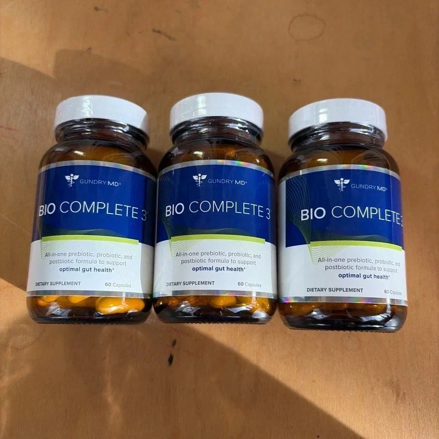 New Sealed Gundry MD Bio Complete 3 Pack of Glass Bottles 180 Caps