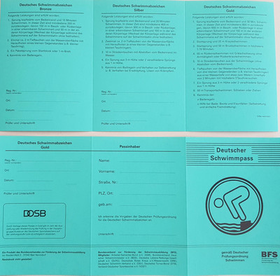 SET 50x Deutscher Schwimmpass grün für Erwachsene und Jugendliche DJSP Pass