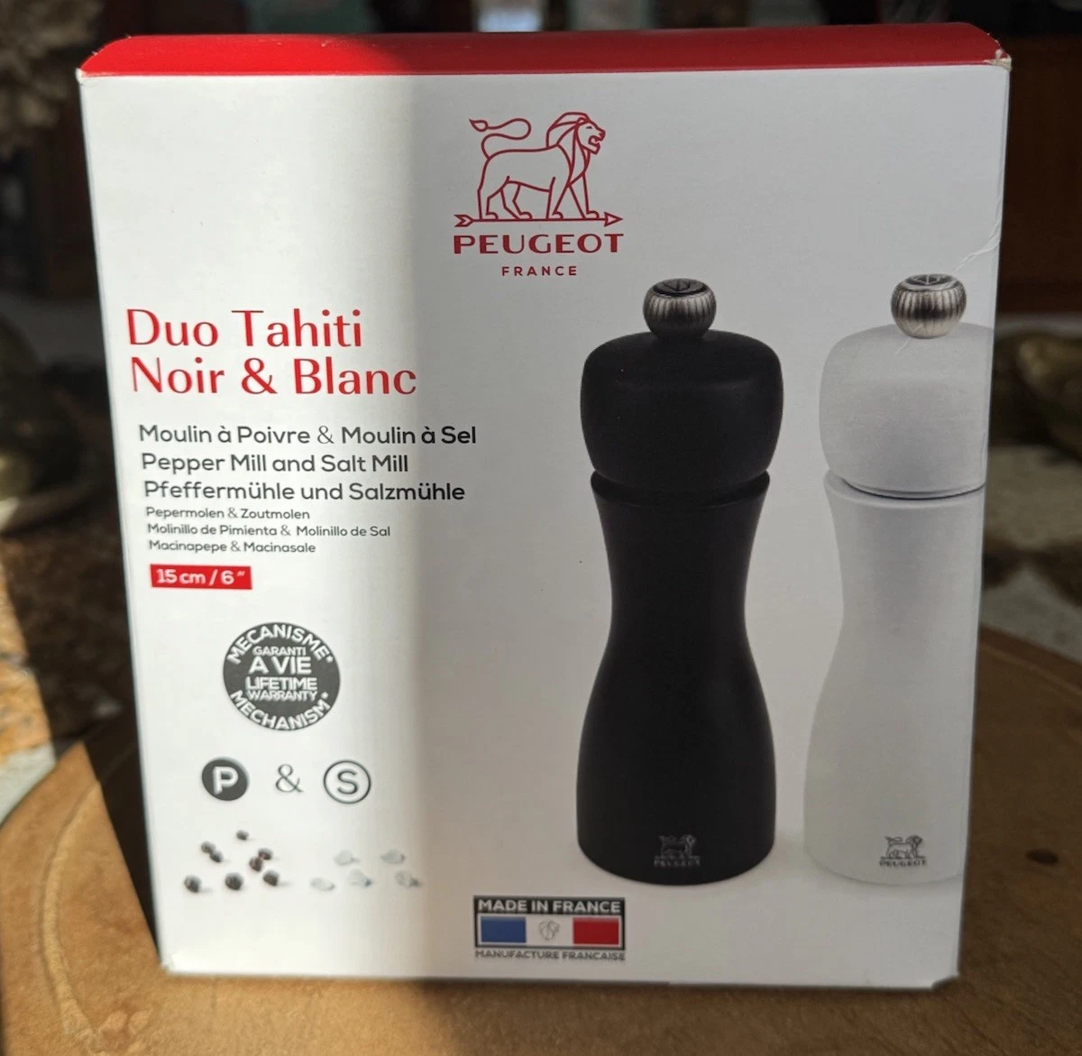 Peugeot 2/24260 Tahiti 6 Inch Black Pepper Mill and White Salt Mill , NEW IN BOX