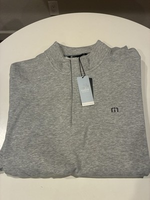 TravisMathew Cloud Collection Men's Gray 1/4 Zip Mock Neck Golf Size XXL