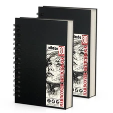 5.5 x 8.5 Sketch Book ，2 Pack 80-Sheets 68lb/100gsm，Double-Sided Hardbound
