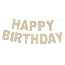 Glitter Gold Happy Birthday Banner Letters Sign Birthday Garland Wall Champagne