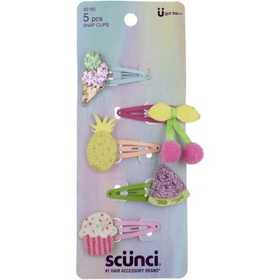 3 Pack Scunci U Got This Snap Clips, Assorted Colors, 35180, 5 Ct