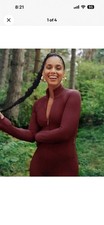 Athleta Alicia Keys Maroon Goddess Bodysuit, Plus Size 3X