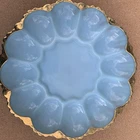 New ListingVintage Anchor Hocking Fire King Delphite Blue Deviled Egg Serving Dish 10”
