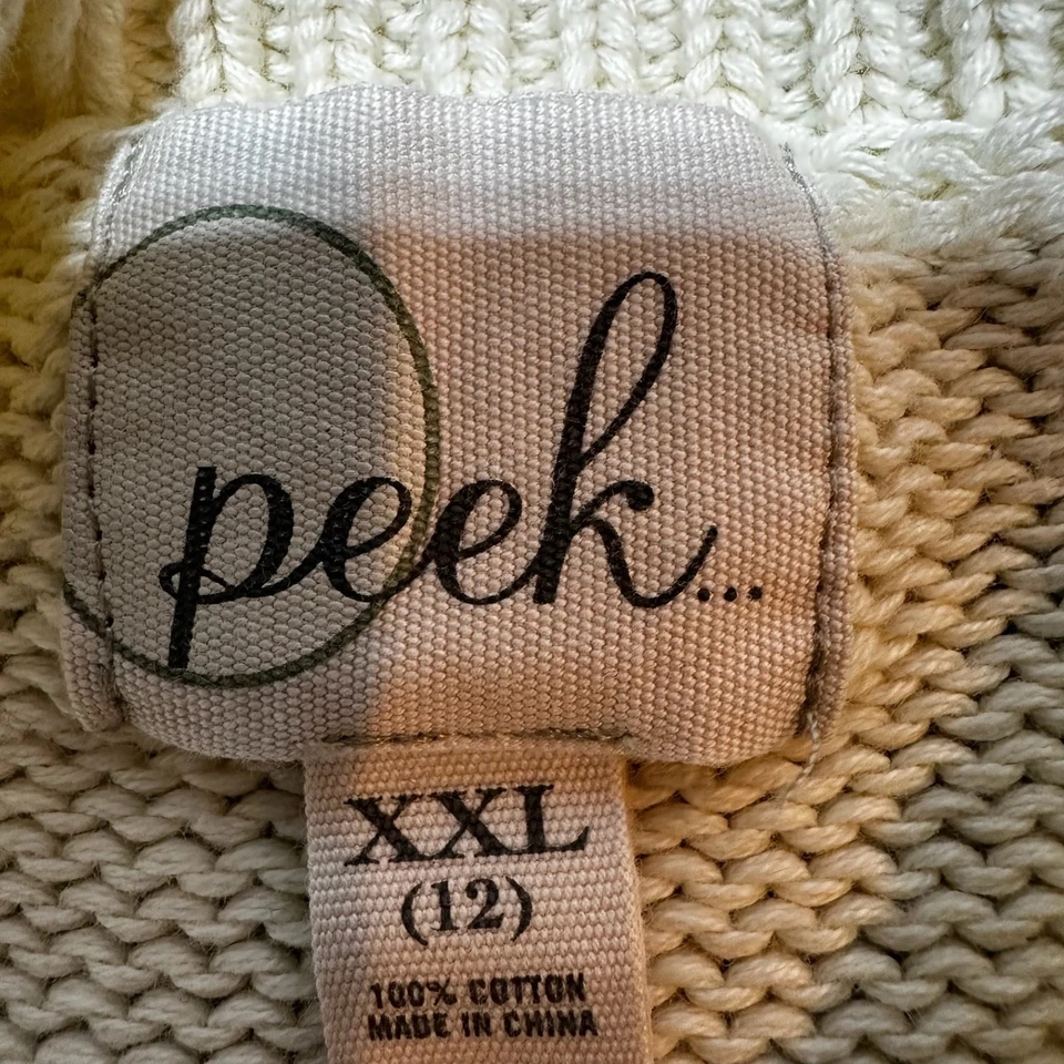 Suéter Peek Jóvenes Niñas XXL Beige Algodón Tejido con Cable Cárdigan Abotonado Foto 3 de 4