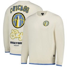 Unisex The Wild Collective Cream Chicago Sky Jacquard Pullover Sweater