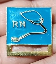 Vintage RN Registered Nurse Stethoscope Medical Lapel Hat Enamel Shirt Pin