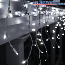 Icicle Curtain 200 LED String Fairy Christmas Lights Outdoor Daylight White Xmas