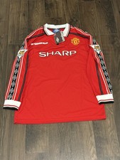 Manchester United 1999-00 Home Soccer Long Sleeve Jersey BECKHAM #7 Umbro 2XL