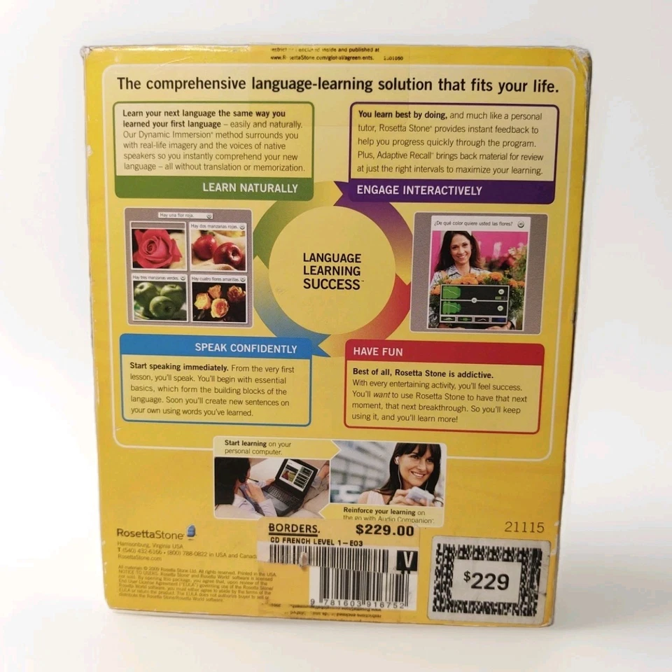 NEW Rosetta Stone FRENCH Level 1 Set for PC Windows & Mac Version 3 Language - Image 3 of 4