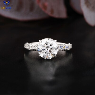 0.93 TCW Round Brilliant Cut Moissanite Ring 10k White Gold by Labstone