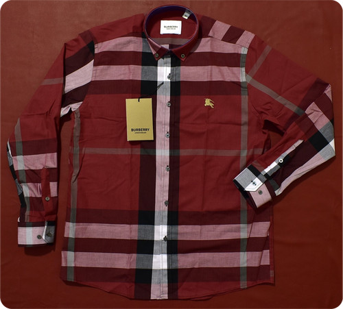 Men's Burberry Casual Button Down Shirt RED Size 3XL Pit to Pit 26" UNUSED