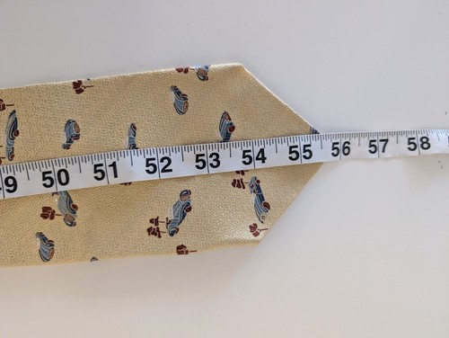 CHRISTIAN DIOR Tie Yellow Silk Car Trees Pattern Hand Made 55.5" - Picture 12 of 12