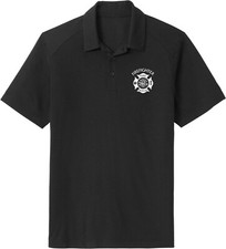 Image of Firefighter Fire Rescue Chest Print Tri Blend Polo Shirt