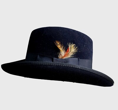 Reed Hill Fur Blend Hat Size Custom Made Navy Blue With Band