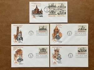 1980 15c American Architecture 1838-41 House of Farnam FDC Master Set of (5)