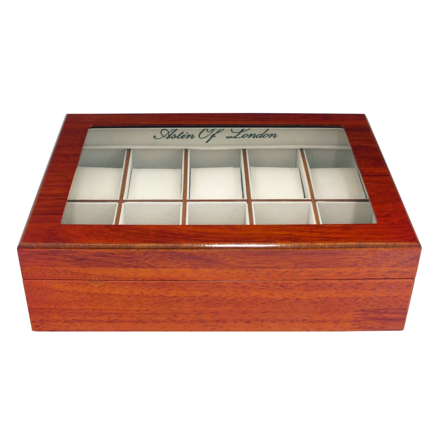 Astin Of London Wooden 10 Slot Watch Storage Box Display Case Watchbox