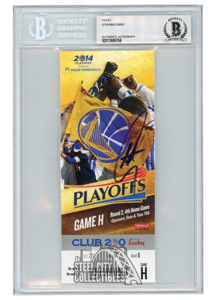 Stephen Curry Autographed Signed 2014 NBA Playoffs Game H Ticket BAS 