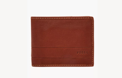 Fossil Lufkin Traveler Traveler Leather Medium Brown Men's Wallet NEW SML1390405