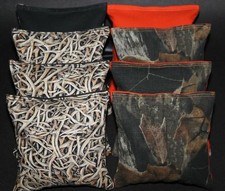 CORNHOLE BEAN BAGS All Weather Resin Filled Orange Camo Hunting Fishing
