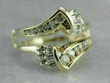 1Ct Lab Created Diamond Guard Band Enhancer Wrap Ring 14K Yellow Gold Plated