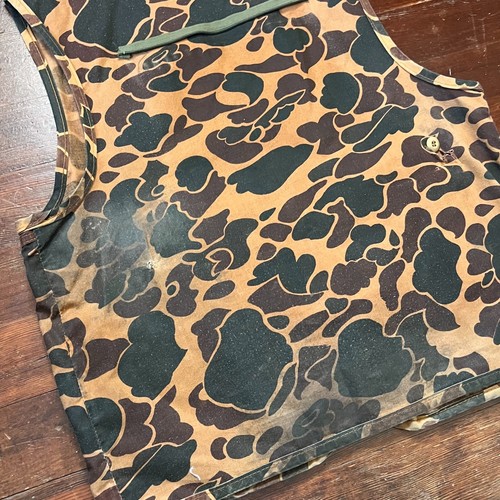 1960's Saftbak Tan Frogskin Camo Hunting Shooting Zip Up Vest L/XL - Picture 10 of 12