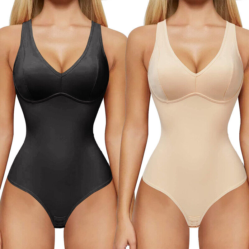 Women Push Up Slimming Shapewear Padded Bra Body Shaper Thong Girdle  Bodysuit