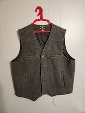 Mens Wyoming Traders 100% Wool Lined Gray Vest Western Ranch Wear Size L
