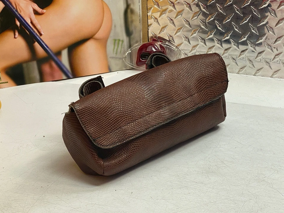 🔥Harley Yamaha Kawasaki Cuero Marrón Parabrisas Bolsa de Herramientas🔥 Foto 4 de 4