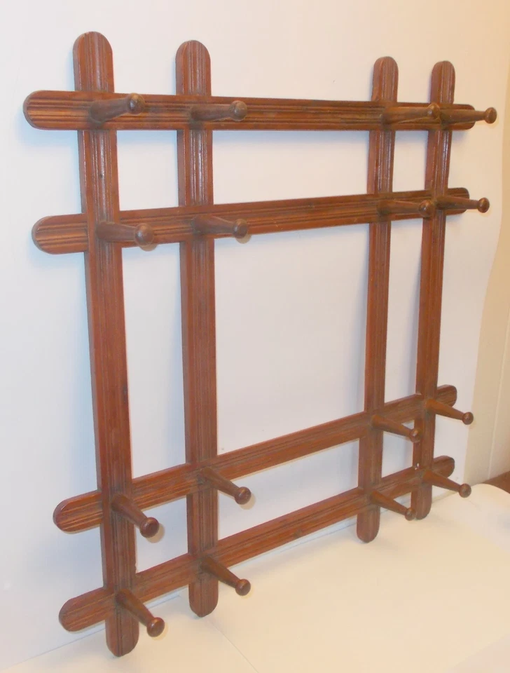 Antiguo SOMBRERO DE PARED BUFANDA TOALLA ESTANTE DE MADERA RENACIMIENTO VICTORIANO Foto 4 de 4