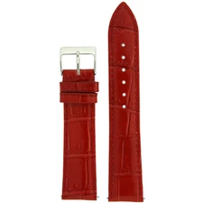 Watch Band Leather Crocodile Grain Red Shiny Built-In Spring 12mm -22mm