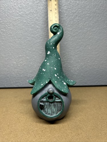 Fairytale Outdoor Gnome Decor, 6” Whimsical Green And Grey Color Garden Statue