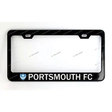 PORTSMOUTH FC Custom Made Black Metal License Plate Frame +Screw Caps