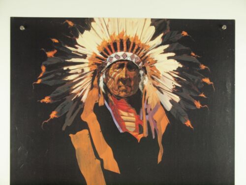 Vintage 1990 Lawrence Lee Southwestern ELDER CHIEF Kopfschmuck Maldruck 25x35" - Bild 2 von 10