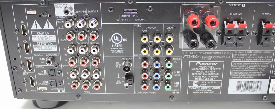 Pioneer VSX-520 5.1 Home Theater Surround Sound Receiver Stereo 1080P HDMI - Image 2 of 2