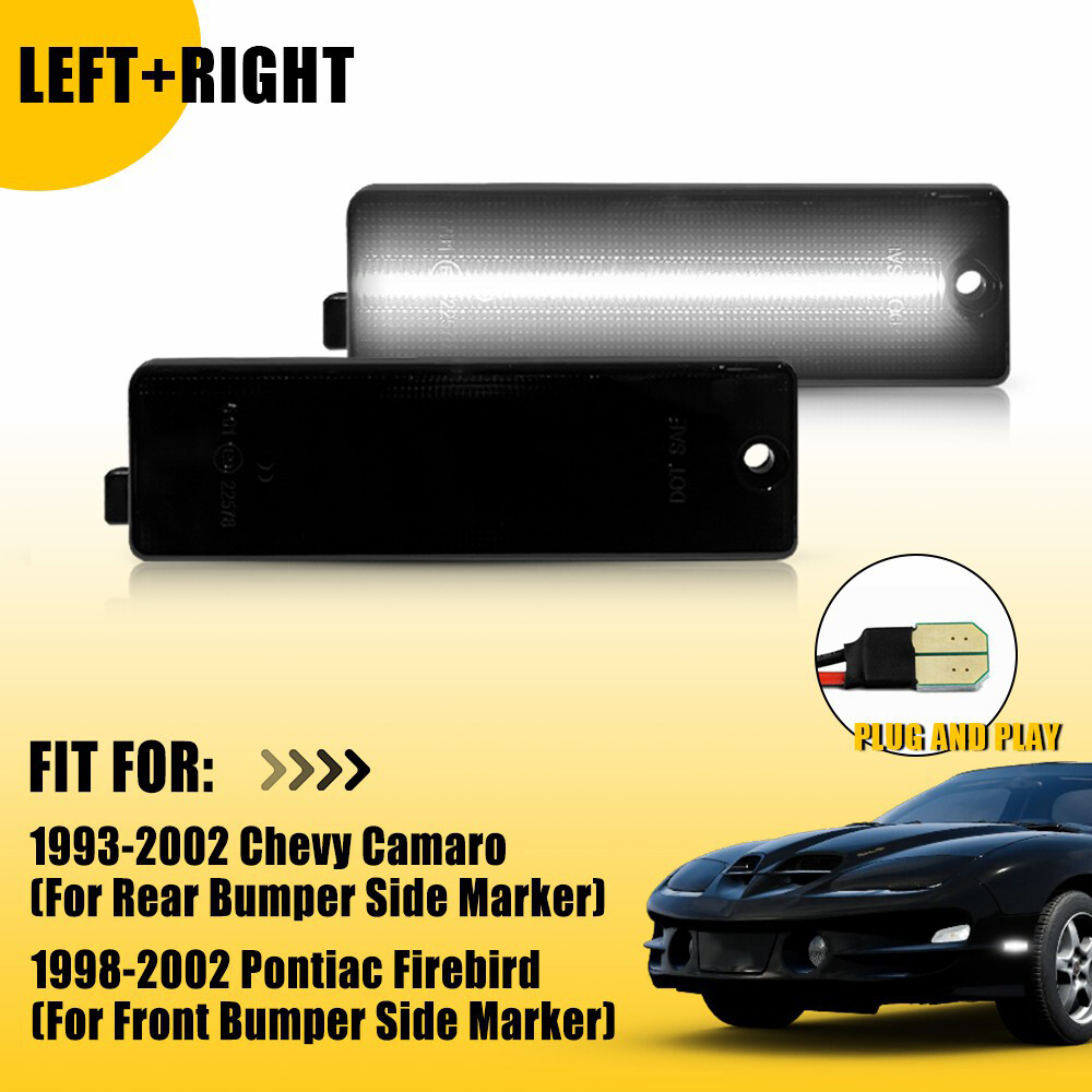 Smoked Lens White Side Marker Lights for 93-02 Chevy Pontiac Camaro Firebird