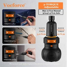Vocforce 4V Electric Screwdriver 400 RPM 3-Stage Adjustable Speed & Torque Co...