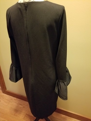 NWT Womens Lauren Ralph Lauren Ruffle Long Sleeve Knee Length Dress Black 8 - Picture 10 of 12