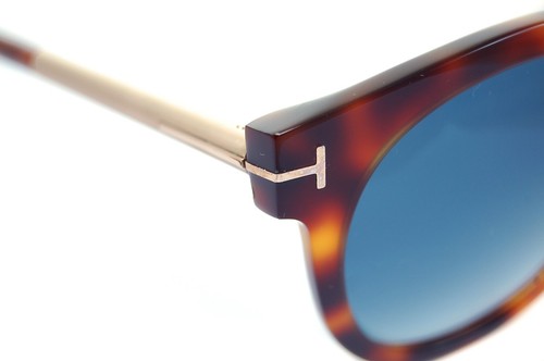 Tom Ford Janina TF435 52P Donna Rotondo Gatto Occhio Sole Marrone Havana Oro Blu - Foto 9 di 14